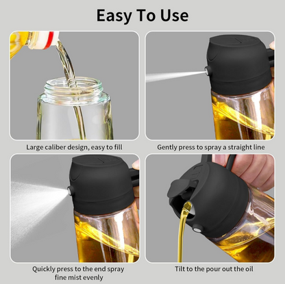 2-in-1 Premium Glass Oil Sprayer & Oil Dispenser Bottle