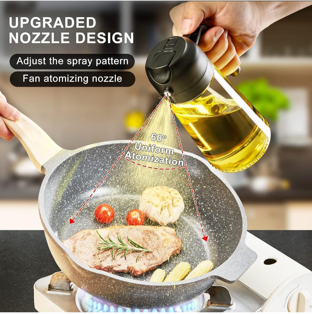 2-in-1 Premium Glass Oil Sprayer & Oil Dispenser Bottle