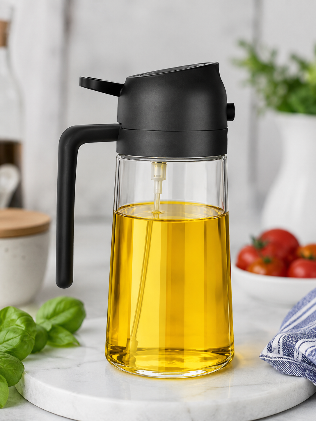 2-in-1 Premium Glass Oil Sprayer & Oil Dispenser Bottle
