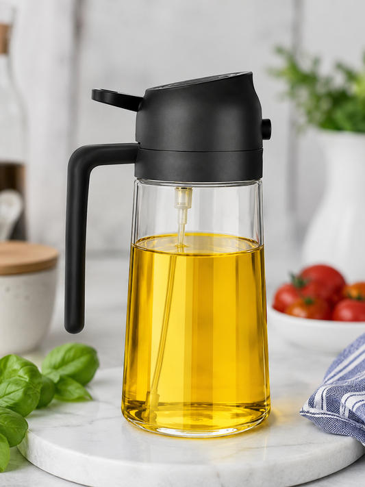 2-in-1 Premium Glass Oil Sprayer & Oil Dispenser Bottle