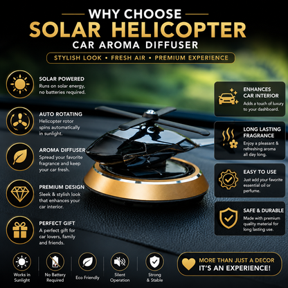Solar Powered Helicopter Car Dashboard Ornament