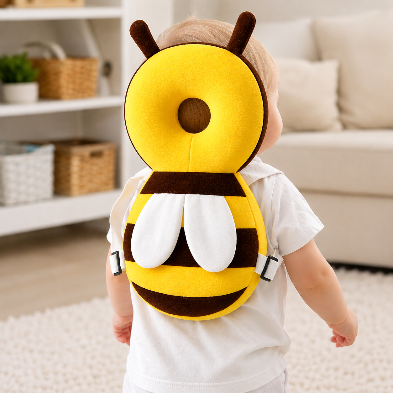 Baby Head Protector Backpack Cushion | Soft Bee Safety Pillow